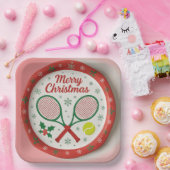 テニスクリスマスフェスティバルラケットとボール ペーパープレート (パーティー)
