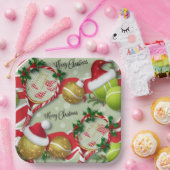 テニスクリスマスフェスティバルラケットとボール ペーパープレート (パーティー)