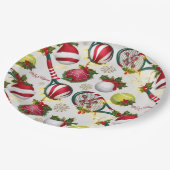 テニスクリスマスフェスティバルラケットとボール ペーパープレート (アングル)