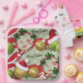 テニスクリスマスフェスティバルラケットとボール ペーパープレート (パーティー)