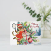 テニスクリスマスフォー猫好きホリデーカード シーズンポストカード (スタンド正面)