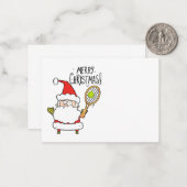 テニスクリスマスホリデーとボールとサンタおもしろい ノートカード (正面/裏面インサイチュ)