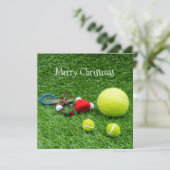 テニスクリスマスホリデーウィズサンタハットオーナメント カード (スタンド正面)