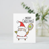 テニスクリスマスホリデーカード(ボールとサンタ) ポストカード (スタンド正面)