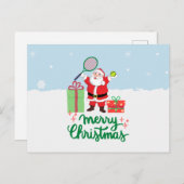 テニスクリスマスホリデーカード（ボールとサンタ） ポストカード (正面/裏面)