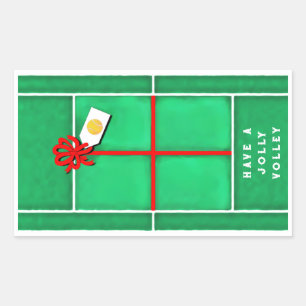 テニスクリスマスホリデーギフトステッカー 長方形シール