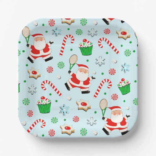 テニスクリスマスホリデーパーティー ペーパープレート (正面)