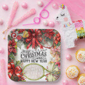 テニスクリスマスホリデー ペーパープレート (パーティー)