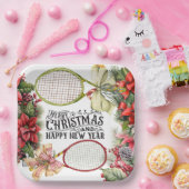 テニスクリスマスホリデー ペーパープレート (パーティー)