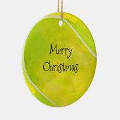 テニスクリスマスボール&テニスボールを黄色に セラミックオーナメント (右)