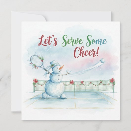 テニスクリスマス クリスマスの雪だるま シーズンカード (正面)