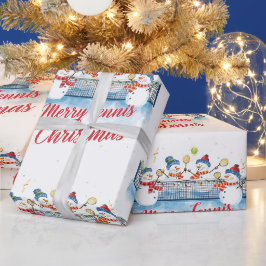 テニスクリスマス クリスマスの雪だるま ラッピングペーパー
