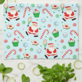 テニスクリスマス ホリデー キッチンタオル (折り畳み)