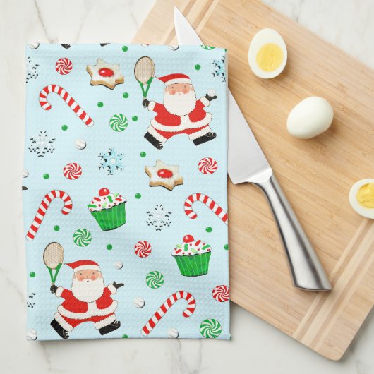 テニスクリスマス ホリデー キッチンタオル (四つ折り)