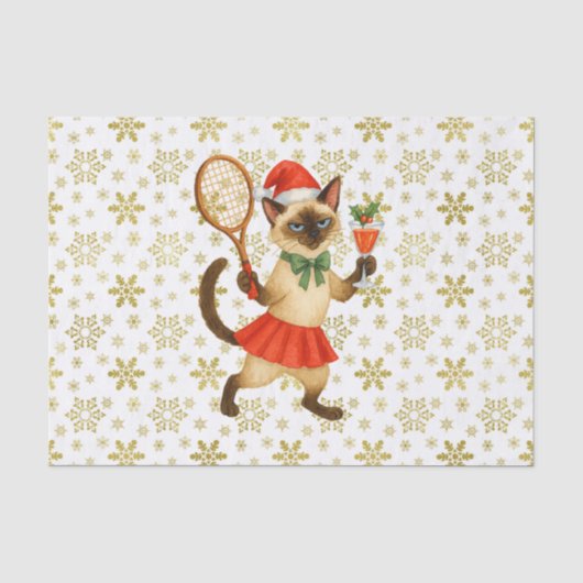 テニスクリスマス マグ 猫好き 薄葉紙 (正面)