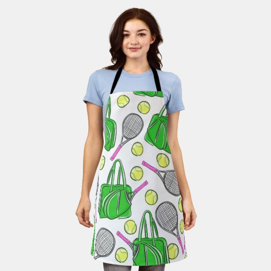 テニスグ名門私立校風のリーンベーキングアート エプロン (着用した状態)