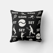 テニスゲームセット対戦選手ボールスポーツパターン クッション (裏面)