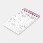 テニスコアシート – スコアパッド後備付きノート ポストイット (アングル)