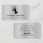 テニスコアーメタリックプレーヤーロゴソーシャルメディア 名刺 (正面/裏面)