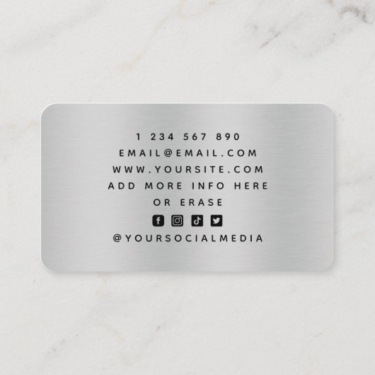 テニスコアーメタリックプレーヤーロゴソーシャルメディア 名刺 (裏面)