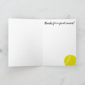 テニスコーカスタムサンキューカード...サインする場所！ カード (内部)