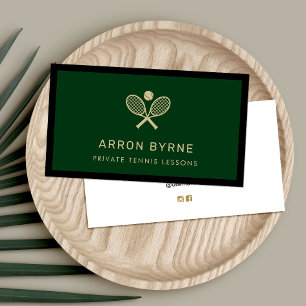 テニスコーターラケットグリーンビジネスカード 名刺