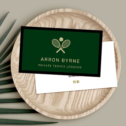 テニスコーターラケットグリーンビジネスカード 名刺