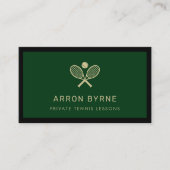 テニスコーターラケットグリーンビジネスカード 名刺 (正面)