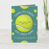 テニスコーチに感謝 - あなたのチームプレーヤーの名前を追加してください サンキューカード (正面)