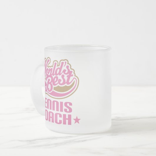 テニスコーチのギフト フロストグラスマグカップ (正面左)