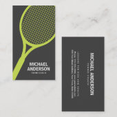 テニスコーチの名刺-グレー、モダンミニマル、 名刺 (正面/裏面)