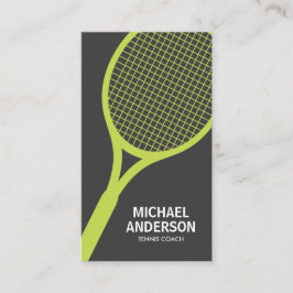 テニスコーチの名刺-グレー、モダンミニマル、 名刺
