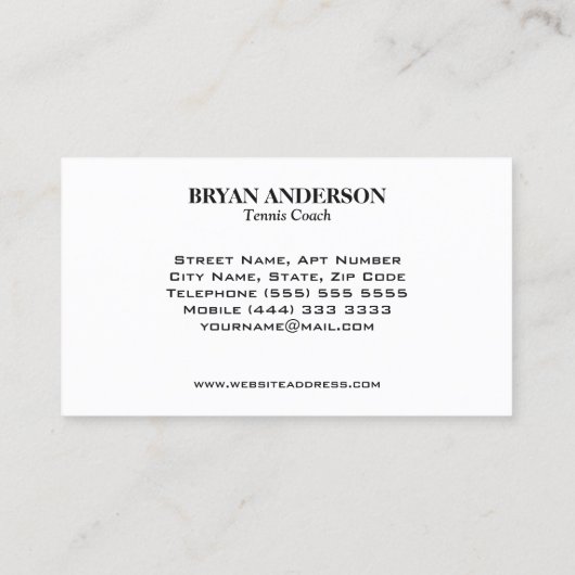 テニスコーチの名刺 名刺 (裏面)