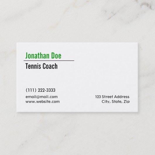 テニスコーチの名刺 名刺 (正面)