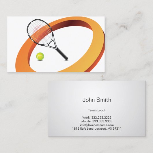 テニスコーチの専門のプロインストラクター 名刺 (正面/裏面)