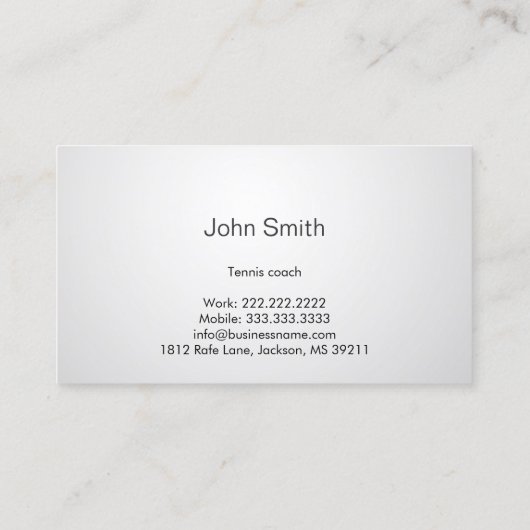 テニスコーチの専門のプロインストラクター 名刺 (裏面)