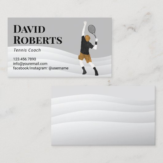 テニスコーチスポーツインストラクター抽象芸術 名刺 (正面/裏面)