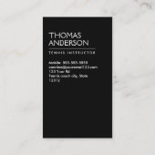 テニスコーチ/インストラクター/プレーヤーブラック 名刺 (裏面)