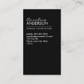 テニスコーチ/インストラクター/プレーヤーブラック 名刺 (裏面)