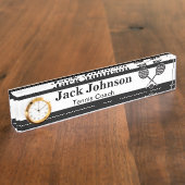 テニスコーチ| DIYの名前を個人化して下さい デスクネームプレート (側面)