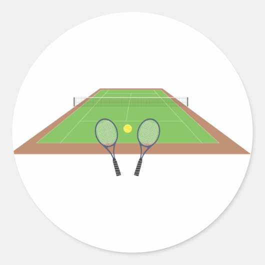 テニスコートとラケットシール ラウンドシール (正面)