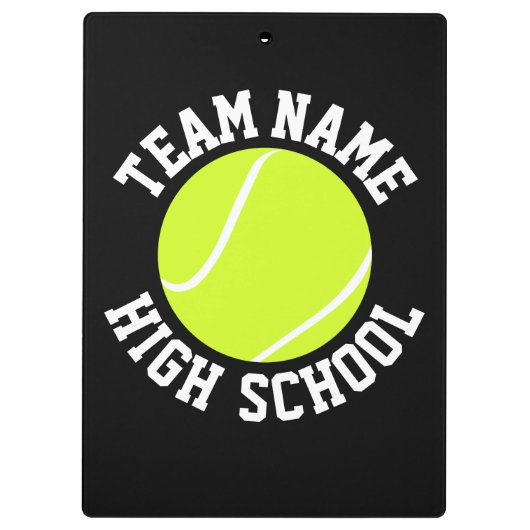 テニスコートのカスタムチーム名とカラースポーツ クリップボード (裏面)