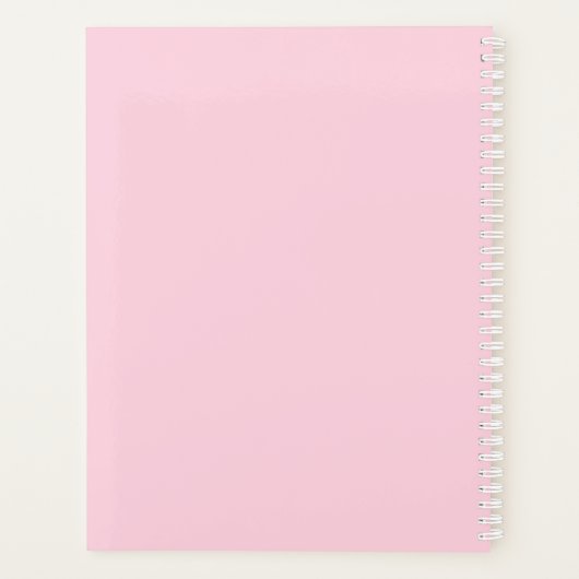 テニスコートのクイーンピンクガーリーパーソナライズされた プランナー手帳 (裏面)