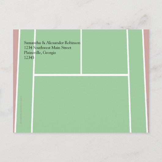 テニスコートのレイアウトグラフィック、招待されました インビテーションポストカード (裏面)