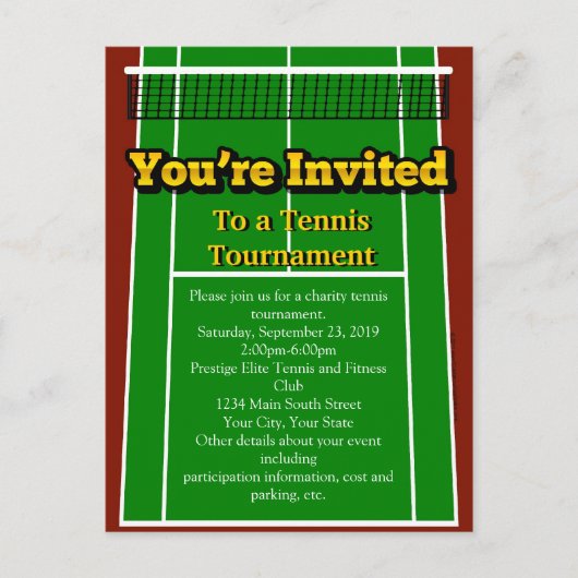 テニスコートのレイアウトグラフィック、招待されました インビテーションポストカード (正面)