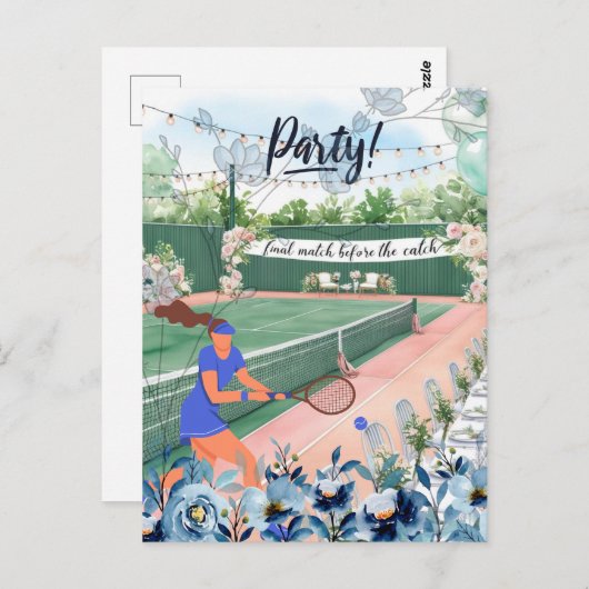 テニスコートの花嫁 テニス バチェロレッテ テーマのウェディング ポストカード (正面/裏面)