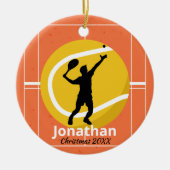 テニスコートの選手パーソナライズされた達 セラミックオーナメント (正面)