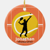 テニスコートの選手パーソナライズされた達 セラミックオーナメント (裏面)
