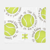 テニスコートは私の幸せな場所の女の子スポーツだ フリースブランケット (正面(横))