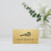 テニスコートインストラクターブラック金ゴールド 名刺 (スタンド正面)